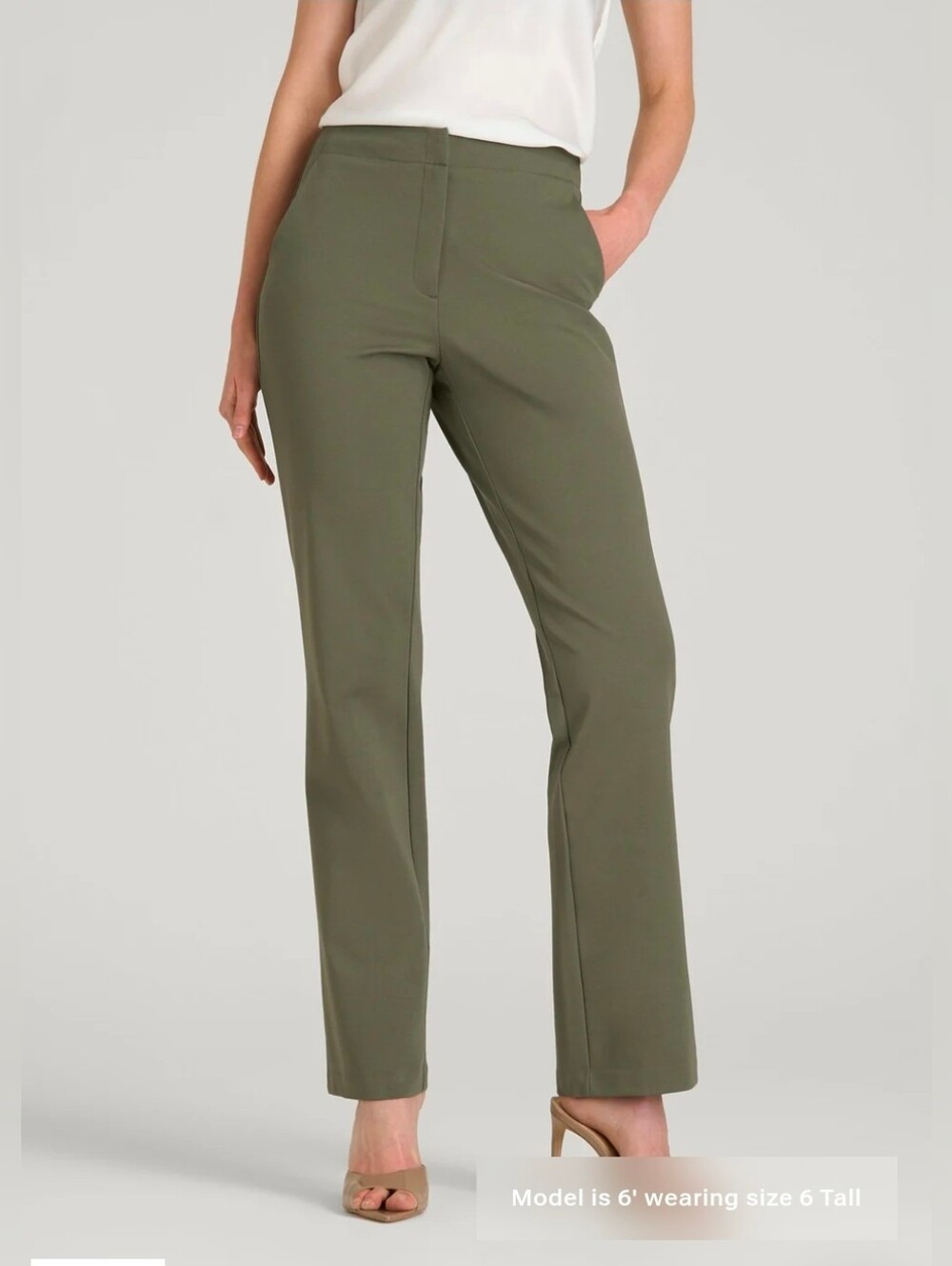 American Tall Freedom Flex Straight Leg Dress Pants Tall Women Olive Size 18T